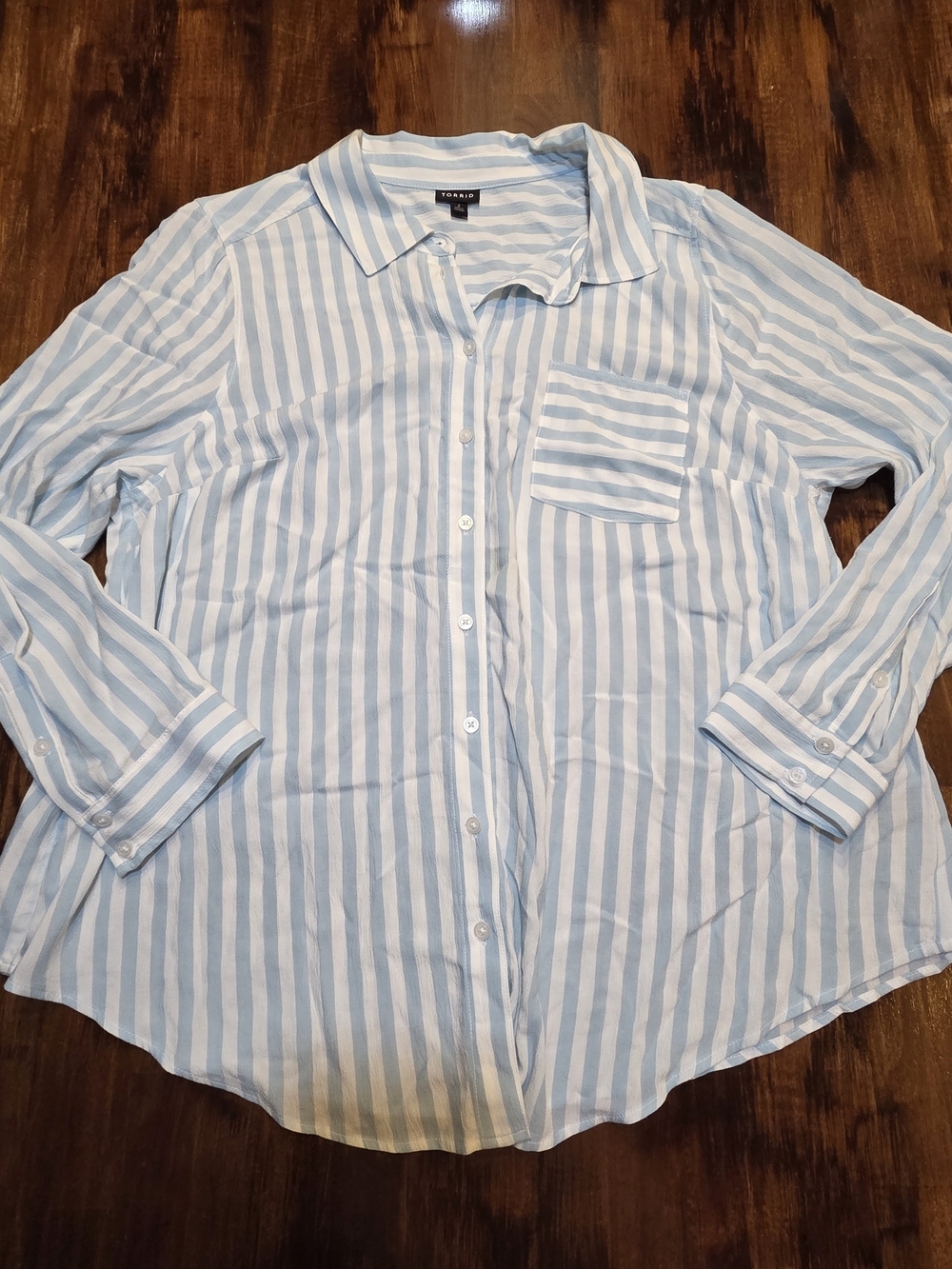 Torrid Rayon Lightweight Button Up Blouse Women's Top Collared Striped Size 2